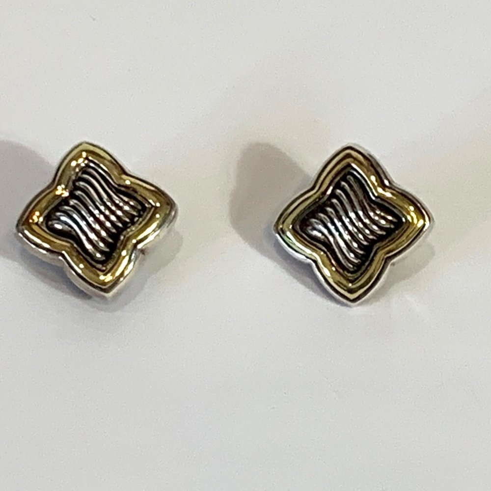 DAVID YURMAN Quatrefoil Earrings in Sterling Silver and 18K Yellow - Picture 2 of 16